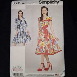 Simplicity Sewing Pattern 8691 Misses Dresses Size H5 6-14 Retro Style Cut to 14